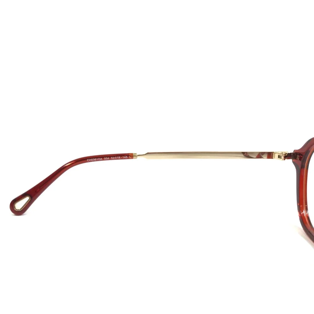 Chloe Eyeglasses Frames CH0361OA 004 Burgundy Clear Red Gold Asian Fit 52-18-145